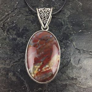 Moss Agate Stone Pendant Necklace